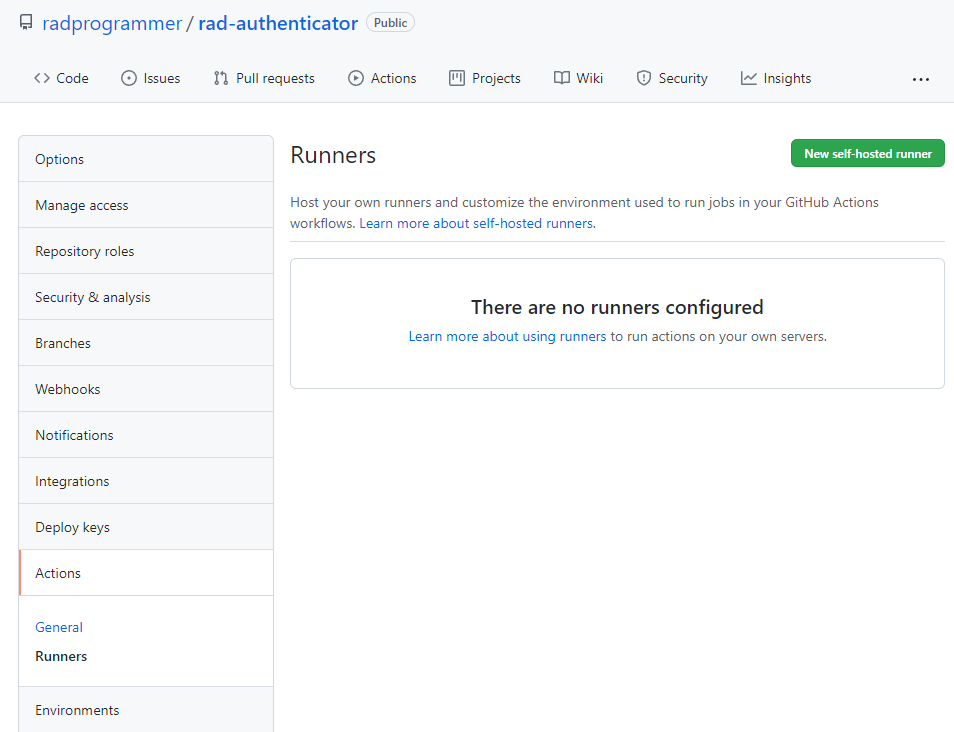 Adding a new self-hosted runner to a GitHub repository