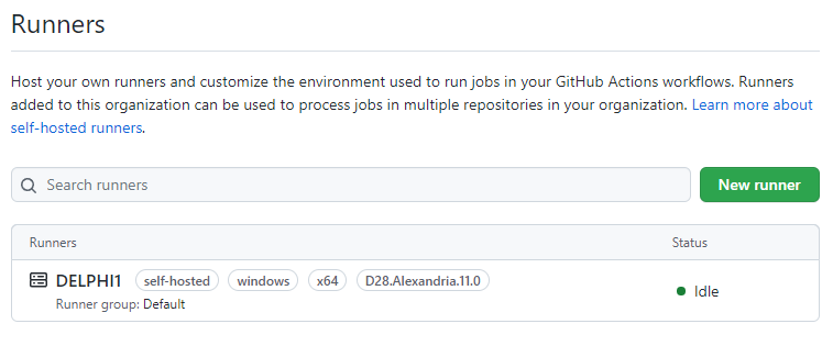 Delphi GitHub local runner