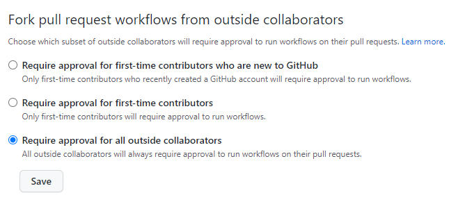 Require approval for all outside collaborators