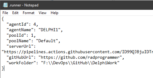 Runner config file contents