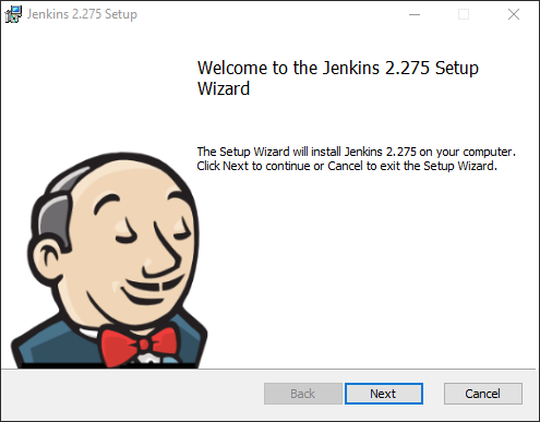 Jenkins Installer Wizard on Windows welcome screen