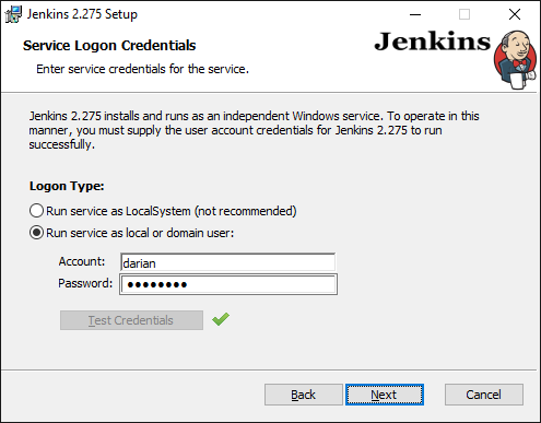Logon credentials validated