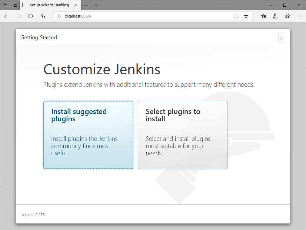 Jenkins Browser Setup Wizard - customize jenkins