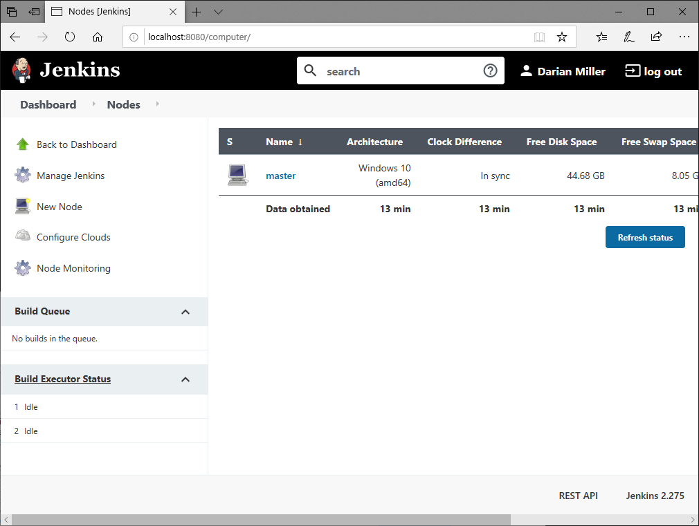 Jenkins Manage Nodes and Clouds screen