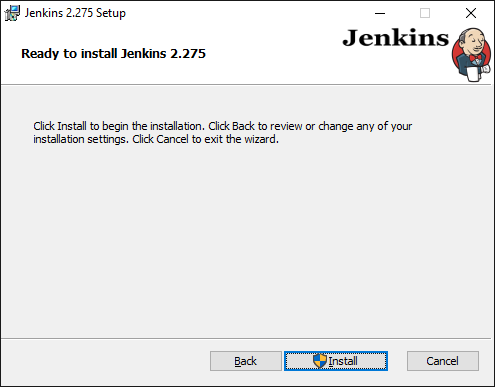 Jenkins Installer Wizard ready to install