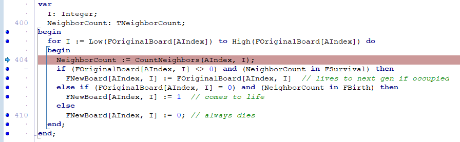 Debugging game of life code