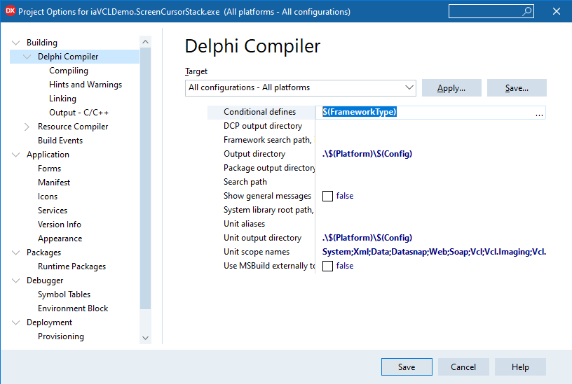 Cross platform compiler defines in Delphi