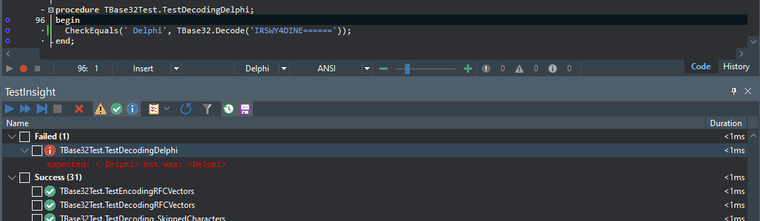 TestInsight error message - navigate to source