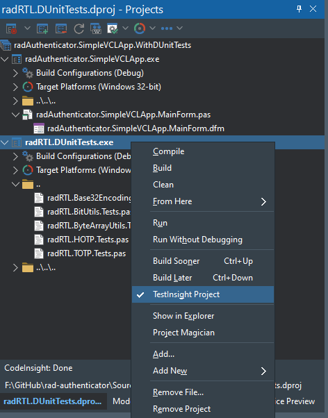 Screenshot solutions explorer window