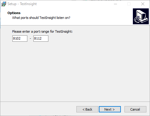 Screenshot select port range on install