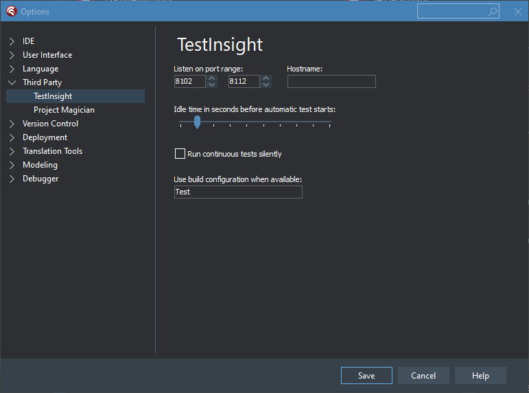 Screenshot Options page