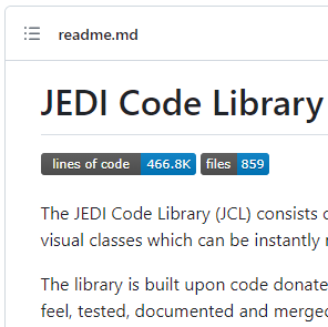 Lines of Code bade for JEDI Code library on GitHub