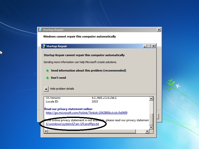 Click on offline privacy statement screen