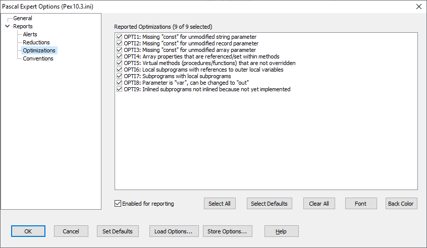 Optimization alert list