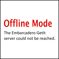 Warning - The Embarcadero GetIt server could not be reached