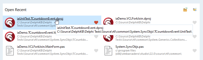 Delphi 11 welcome page tweak to turn recent files into links