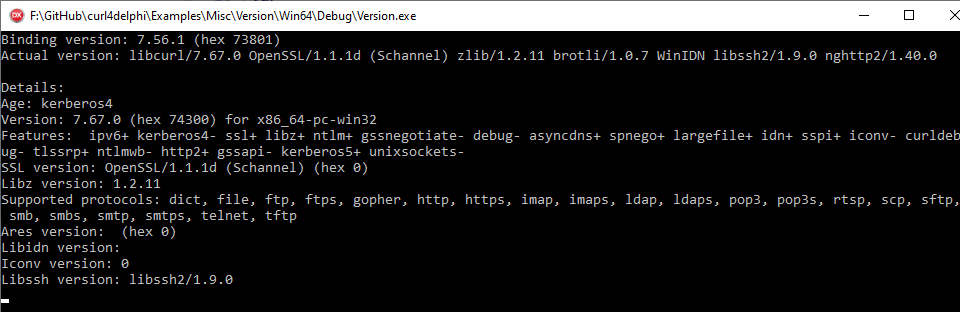 curl library capabilities